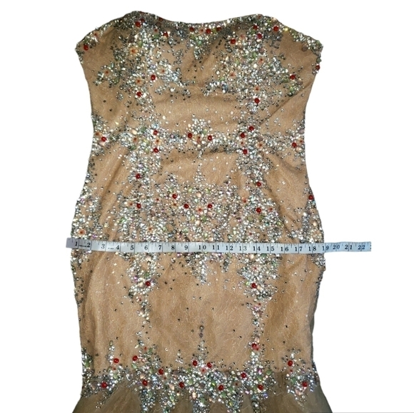 Jasz Couture Heavy Rhinestones Mermaid Dress Size 14 - Picture 5 of 6